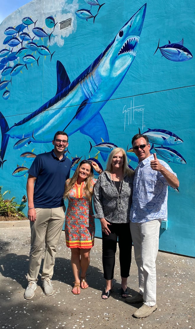 Guy Harvey's Team in front of his Mural near Mako